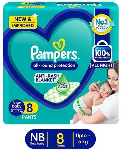 Pampers All-Round Protection New Baby Pants (Up to 5kg - Pack of 8